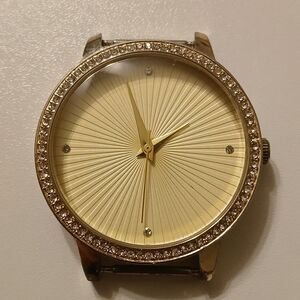 Vtg Manhattan By Croton Gold Dial Rhinestone Bezel Quartz Watch Case